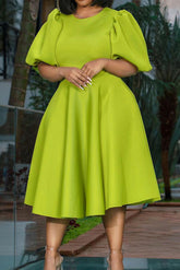 Vestido midi verde elegante de corte A